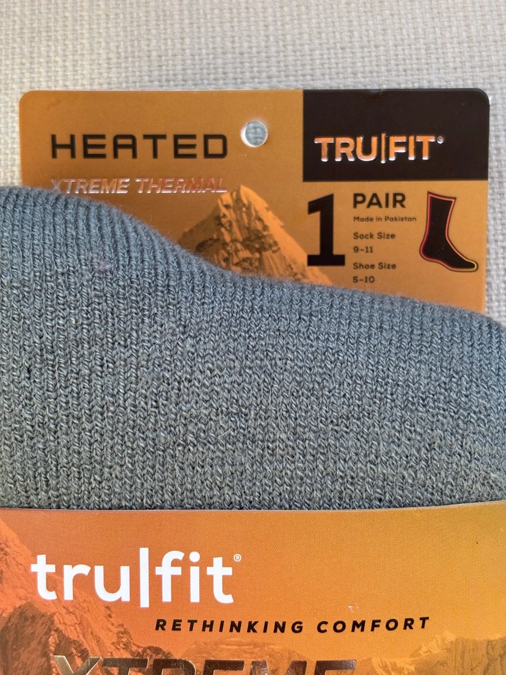 Trufit Xtreme Thermal Heated Crew Socks - Grey